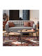 Oval Central Coffee Table A-S Mileo Wooden Brown 2 Pieces W98xL60xH48cm