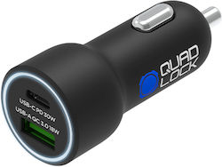 Quad Lock Car Charger with Ports 1xUSB-A 1xType-C Quad Lock Car Charger with Ports 1xUSB-A 1xType-C