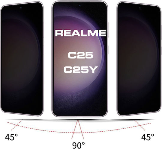 ANTISPY 0.3mm Full Glue Privacy Full Face Tempered Glass Μαύρο (Realme C21Y / C25Y)