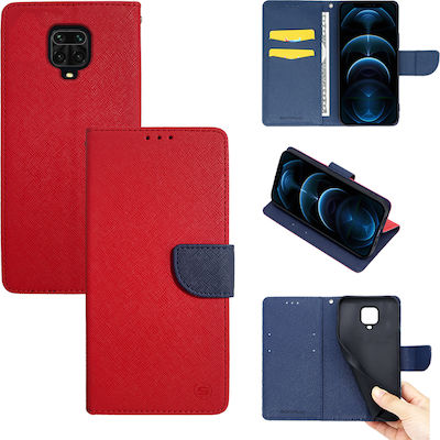 Sonique Trend Synthetic Leather / Silicone Book Red (Redmi Note 9S / 9 Pro / 9 Pro Max)