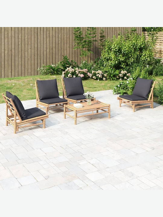 vidaXL Outdoor Lounge Set 5 Pieces Dark Gray wi...