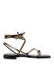 Komis & Komis 225 Leather Women's Flat Sandals in Black Color