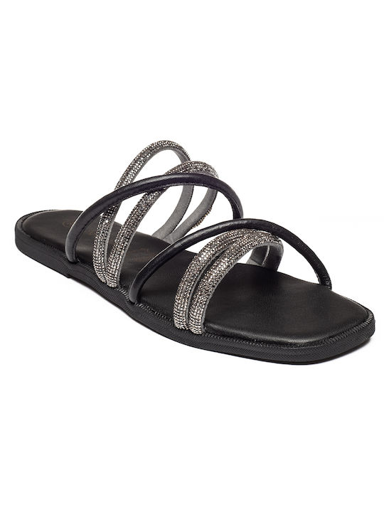 Aphrodite Women's Flat Sandals in Black Color