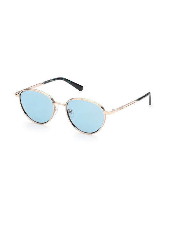 Guess Women's Sunglasses with Gold Metal Frame and Light Blue Lens GU5205 32W