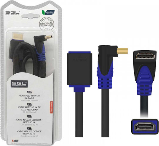 SGL Angle (90°) HDMI Cable Male - HDMI Female 3m Black