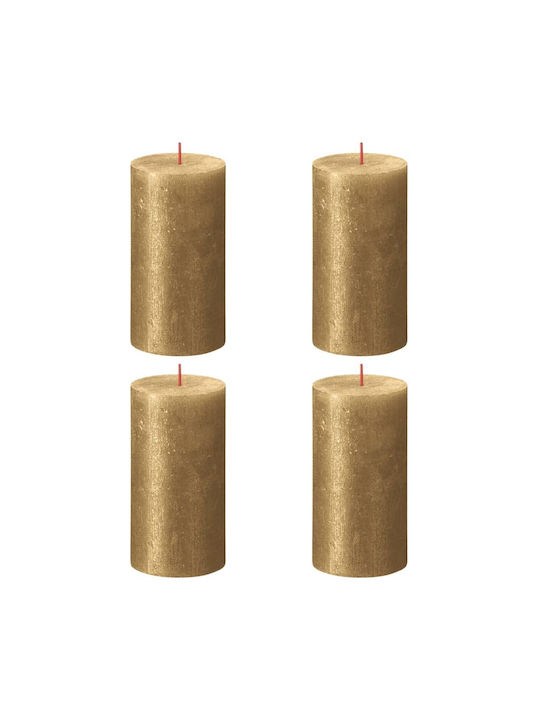 Bolsius Decorative Candle Gold 4pcs