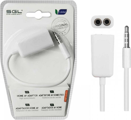 SGL 1576C Converter 3.5mm male to 3.5mm 2x female White 1pcs