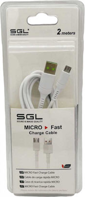 SGL D13 Regulat USB 2.0 spre micro USB Cablu Alb 2m (099323) 1buc