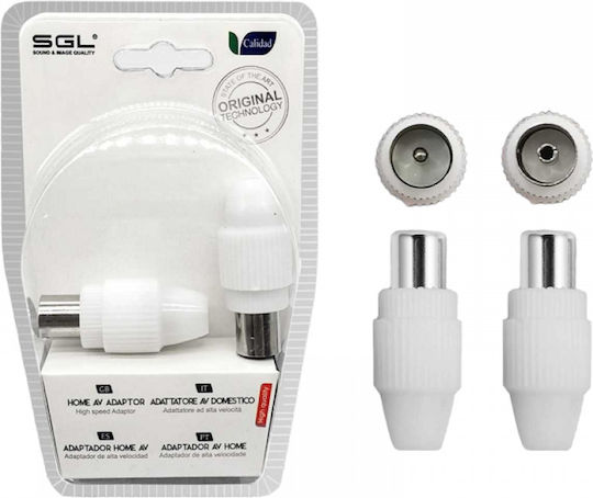 SGL Plug Coaxial male/male 2pcs Whitr (098654)