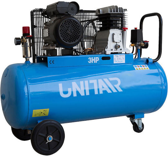 Unitair Work 100/3 Еднофазен Въздушен компресор с Мощност 3к.с и Резервоар 100лт 060-098-1100