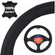 Autoline Car Steering Wheel Cover with Diameter 38cm made of Leatherette Black with Black Stitching