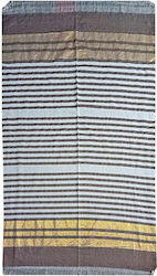 Summertiempo Pestemal Lurex Beach Towel Pareo Brown with Fringes 180x90cm.