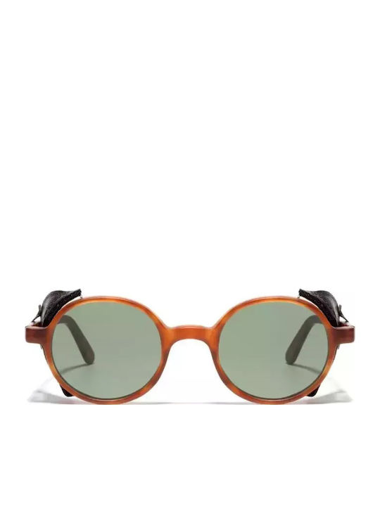 L.G.R. Reunion Flap Unisex Ochelari de soare cu Maro Tortoise Cadru și Verde Lentilă