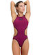 One-Piece Swimsuit with Cutouts Red