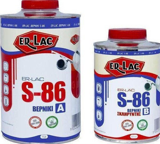 ER-LAC S-86 Βερνίκι Επιφάνειας Πολυουρεθάνης 2 Συστατικών Άχρωμο Γυαλιστερό 750ml