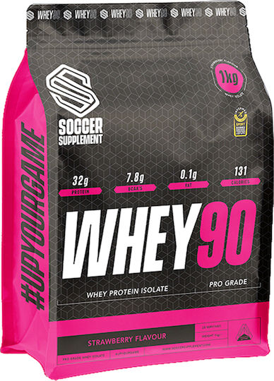 Soccer Supplement Whey 90 Πρωτεΐνη Ορού Γάλακτος Χωρίς Γλουτένη με Γεύση Φράουλα 1kg