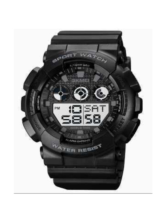 Skmei Digital Watch Battery with Metal Bracelet Black/White