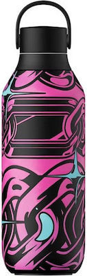 Chilly's Series 2 Bottle Thermos Stainless Steel BPA Free Studio Magenta Madness 500ml with Loop