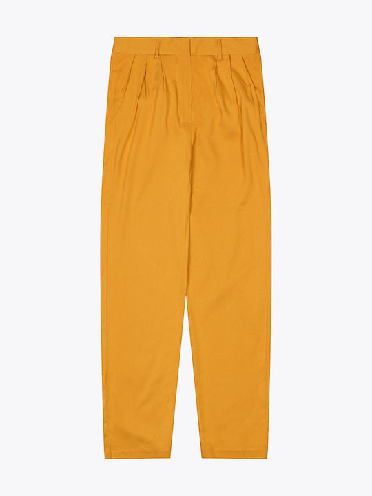 WEMOTO Lina Ecovero - Pleated Suit Pants [Yellow] Camel