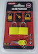 Steel Padlock Brass with Key 3mm Yellow 2 Pieces