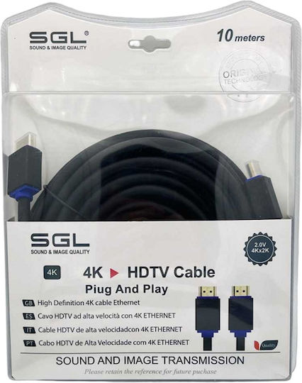 SGL Cable HDMI male - HDMI male 10m Μαύρο