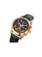 Skmei Watch Chronograph Battery with Leather Strap Black/Gold