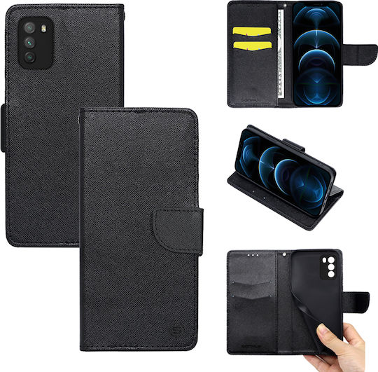 Sonique Trend Book Δερματίνης / Σιλικόνης Μαύρο (Poco M3 / Redmi 9T)