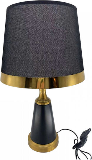 Tradesor Metal Table Lamp for E27 Socket with Gray Shade and Black Base