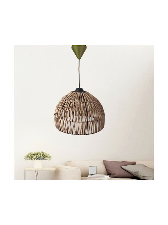 Klikareto Poseidon Pendant Light Beige Grid with Socket E27 35x30cm