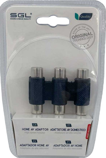 SGL Μετατροπέας RCA 3x female σε RCA 3x female 1τμχ 098814