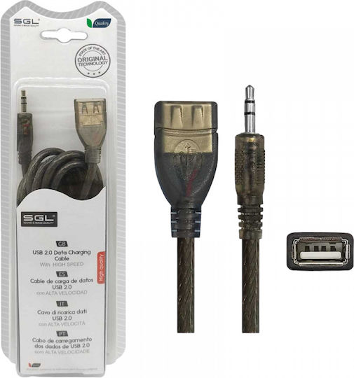 SGL USB 2.0 Cable USB-A female - 3.5mm male Μαύρο 1.5m (097848)