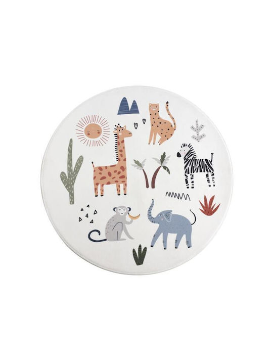 Next Animals Kids Rug Alb Round with Diameter 100cm