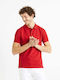 Celio Teone Ανδρικό T-shirt Κοντομάνικο Polo Κόκκινο