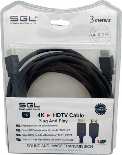 SGL Kabel HDMI-Stecker - HDMI-Stecker 3m Schwarz
