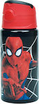 Gim Spiderman Black City Sticlă pentru Copii Spiderman Aluminiu cu Pai Negru 500ml