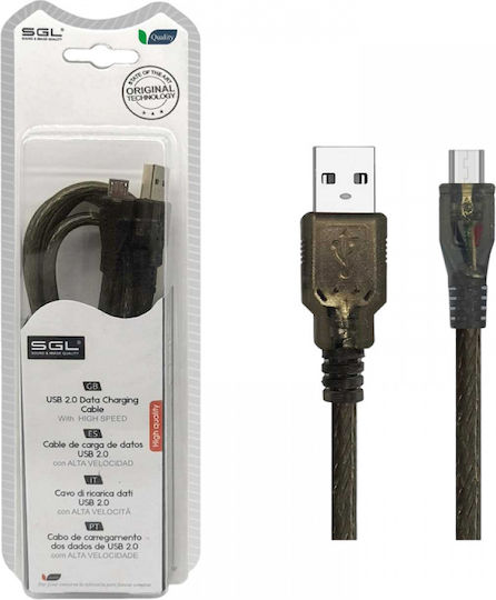 SGL Regular USB 2.0 to micro USB Cable Μαύρο 3m (097374)
