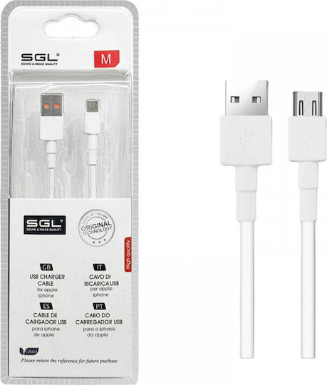 SGL Regular USB 2.0 spre micro USB Cablu Alb 1m (099385) 1buc