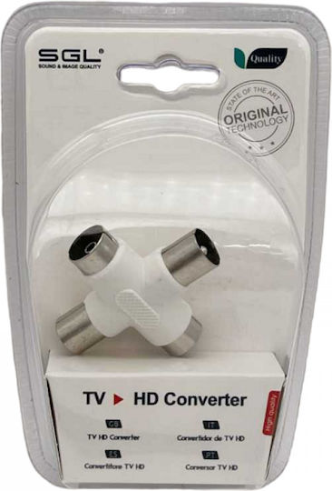 SGL 1334-1 Converter Coaxial 2x male to Coaxial 2x female White 1pcs