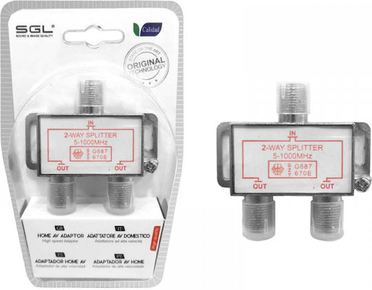 SGL Μετατροπέας Coaxial female σε Coaxial 2x female Ασημί (098494)