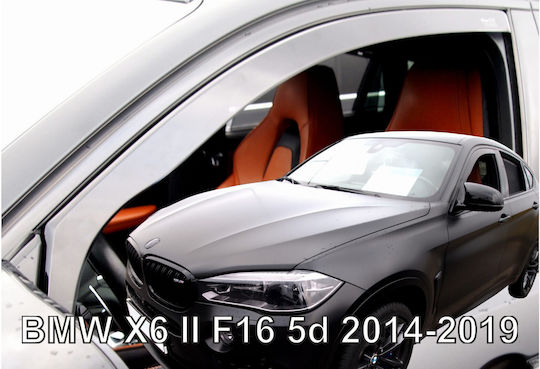 Heko Set of Windbreakers Front Car Dark Fime for BMW X6 F16 5D 2014-2019 2pcs