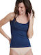 Ärmellos Blau Damen T-Shirt