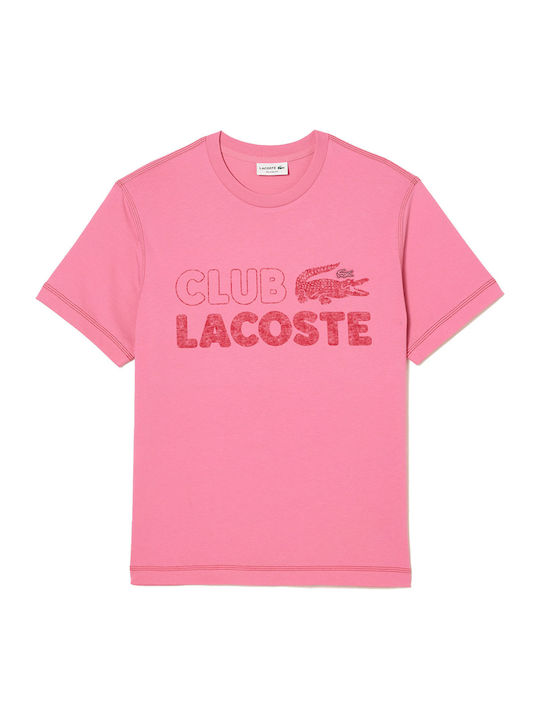 Lacoste Ανδρικό T-shirt Κοντομάνικο Ροζ