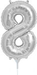 Μπαλόνι Νούμερο-Αριθμός 8 Ασημί 40cm OEM