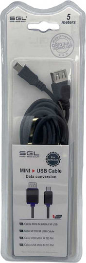 SGL USB 2.0 Кабел USB-A женски - мини USB-B мъжки Черен 5м 097503