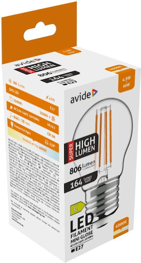 Avide ABLFMG27NW-4.9W-SHL LED Bulb 4.9W 78mm for Socket E27 and Shape G45 Natural White 806lm
