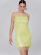 Summer Mini Evening Dress Strapless Lime