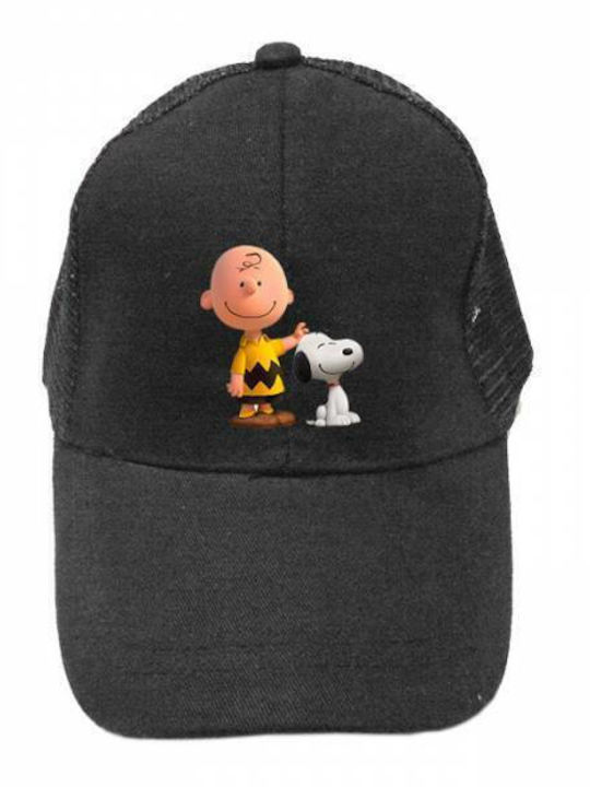Takeposition Παιδικό Καπέλο Jockey Υφασμάτινο Snoopy Μαύρο