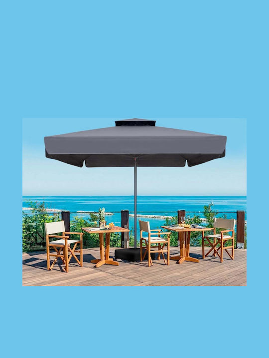 Professioneller Quadratischer Aluminium-Garten- und Terrassen-Sonnenschirm Juno Graue 3x3xHöhe 2,95 m