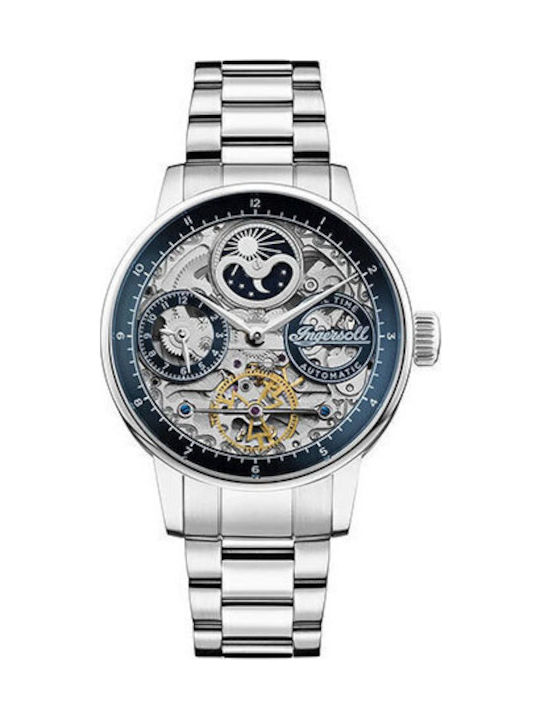 Ingersoll Ανδρικό Ρολόι 42mm Αυτόματο με Ασημί / Ασημί Μεταλλικό Μπρασελέ