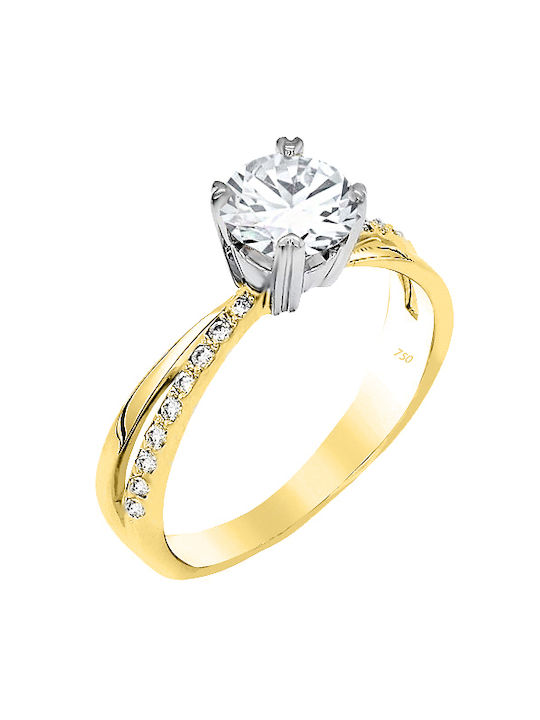 18K Gold solitaire ring with moisanites